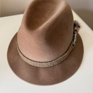 Classic Tan Fedora with Feather Detail